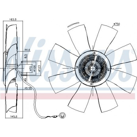 Paar. Kühlerlüfter Lüfterkupplung mit Lüfter 750 mm Flügelanzahl. 8 Anzahl Pins. 2 SCANIA PGRT DC11.08-DT16.08 03. SCANIA P,G,R,T – Serie (N320), 01.2003 – Nissens 86021