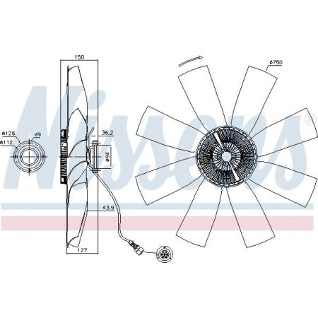 Paar. Kühlerlüfter Lüfterkupplung mit Lüfter 750 mm Anzahl der Flügel 8 VOLVO FH FH12 NH12 D12A340-D13C460 08.93- VOLVO FH (FH), 09.2005 - Nissens 86027