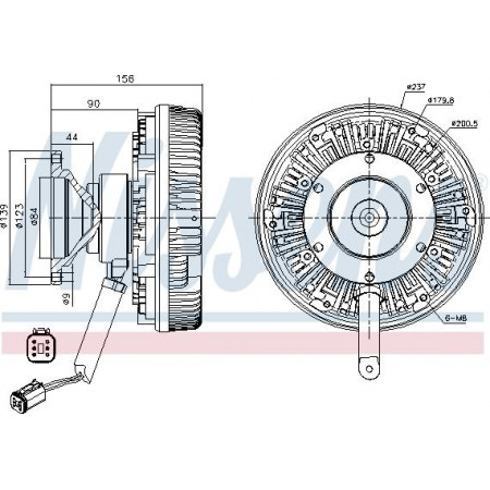 Cupla. ventilator radiator Fan clutch number of pins. 6 SCANIA PGRT DC09.108-OC9.G05 01.03- SCANIA P,G,R,T - series (N320), 01.2003 - Nissens 86154
