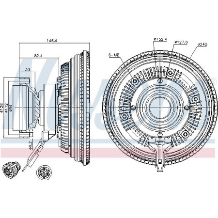Cupla. ventilator radiator Fan clutch number of pins. 5-7 VOLVO FM FM12 FM9 D12C340-D9B340 08.98- VOLVO FM12 (FM9), 08.1998 - 11.2008 Nissens 86150
