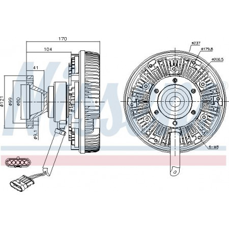Couple. ventilateur de radiateur Nombre de broches de l'embrayage du ventilateur. 5 DAF CF 75 PR183S-PR228S-PR265S 10.06-05.13 DAF CF 75 (FANCF75), 01.2001 - 05.2013 Nissens 86177