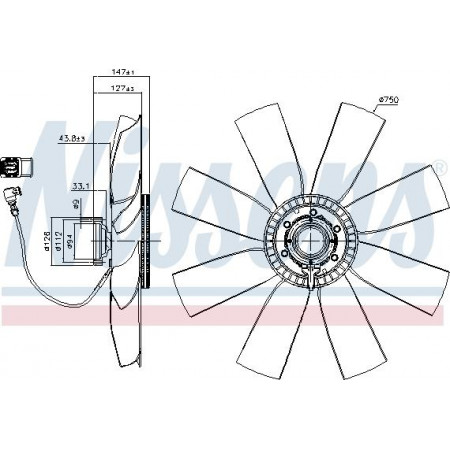 Stel. radiateurventilator Ventilatorkoppeling met ventilatoraantal bladen. 8 aantal pinnen. 5 EURO 6 VOLVO FH II D13A380-G13C420 01 Nissens 86236