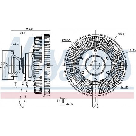 Cupla. ventilator radiator Fan clutch number of pins. 6 SCANIA PGRT DC11.08-OSC11.03 03.04- SCANIA P,G,R,T - series (N320), 01.2003 - Nissens 86231