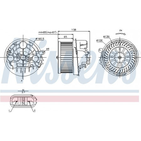 Fan. passagiersruimte. De luchtblazer past er in. CITROEN C2 C2 ENTERPRISE C3 I C3 PLURIEL PEUGEOT 1007 206 206 307 1.1-2.0D PEUGEOT 307 CC (3B), Cabriolet, 03.2003 - 06.2009 Nissens 87091