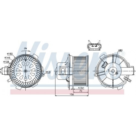 Ventilateur. habitacle Pulseur d'air CITROEN XSARA PICASSO 1.6-2.0D 12.99-06.12 CITROEN XSARA PICASSO (N68), Fourgon, 09.1999 - 06.2012 Nissens 87045