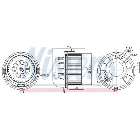 Ventilateur. habitacle Souffleur d'air AUDI Q7 PORSCHE CAYENNE SEAT ALHAMBRA VW CALIFORNIA T5 CAMPER CALIFORNIA T6 VW TRANSPORTER V (7JD, 7JE, 7JL, 7JY, 7JZ, 7FD), Cadre support, 04.2003 - 08.2015 Nissens 87077