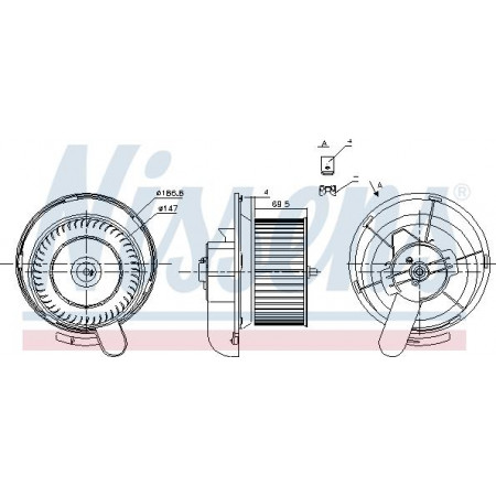 Fan. abitacolo Ventilatore 24V MERCEDES ATEGO ATEGO 2 01.98- MERCEDES-BENZ ATEGO 2 (970.27), 01.2004 - Nissens 87145