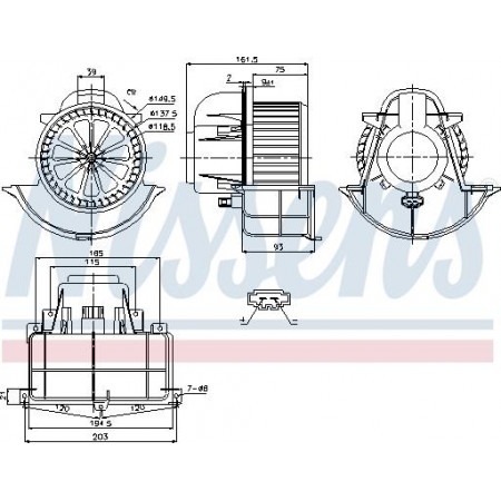Fan. Abitacolo Aeratore AUDI Q7 PORSCHE CAYENNE VW AMAROK TOUAREG 2.0-6.0D 09.02-05.22 VW AMAROK (S1B, S6B, S7B), Telaio di supporto, 09.2011 - Nissens 87139