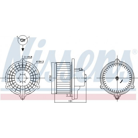 Fan. passagiersruimte Luchtblazer HYUNDAI TUCSON TUCSON-SUV KIA SPORTAGE II 2.0-2.7 06.04- KIA SPORTAGE (JE_, KM_), Crossover, 09.2004 - Nissens 87388