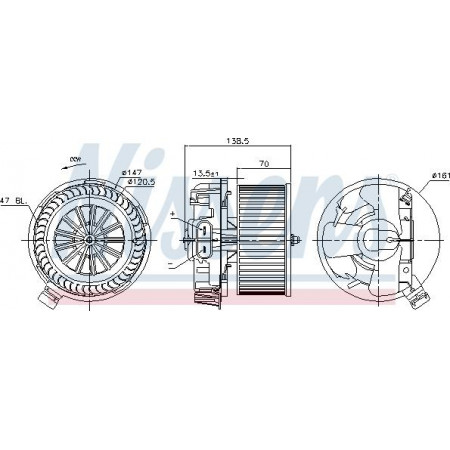 Fan. Abitacolo Aria Ventilatore RENAULT CLIO III CLIO III-HATCHBACK 1.2-2.0 05.05-12.14 RENAULT CLIO III (BR0/1, CR0/1), Hatchback, 01.2005 - Nissens 87214