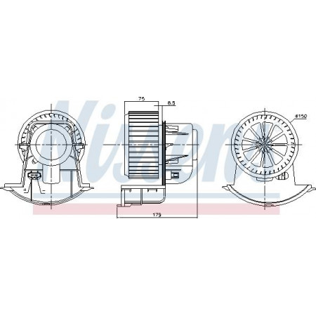 Fan. Ventilatore abitacolo VW CALIFORNIA T5 CAMPER CALIFORNIA T6 CAMPER MULTIVAN T5 MULTIVAN T6 SHARAN VW TRANSPORTER V (7JD, 7JE, 7JL, 7JY, 7JZ, 7FD), Telaio di supporto, 04.2003 - 08.2015 Nissens 87271