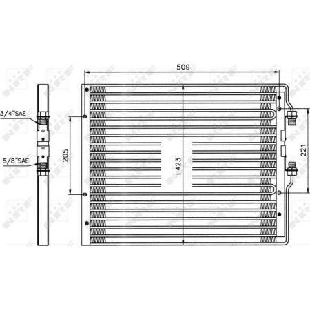 Condensador. ar condicionado Condensador A-C 523x423x24 cabe. IVECO EUROCARGO I-III TURBOSTAR 07.84-09.15 IVECO Euro I-III (EUROCARGO / ZCFA), Carga, 01.1991 - 09.2015 NRF 35059