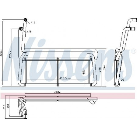 Wärmetauscher. Kabinenheizung Heizung 416x182x26mm SCANIA PGRT DC09.108-OSC11.03 01.03- SCANIA P,G,R,T - Serie (N320), 01.2003 - Nissens 75007