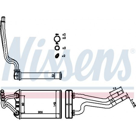 Warmtewisselaar. interieurverwarming Verwarming CHRYSLER PT CRUISER 1.6-2.2D-2.4 06.00-12.10 CHRYSLER PT CRUISER (PT), Cabriolet, 06.2000 - 12.2010 Nissens 70980