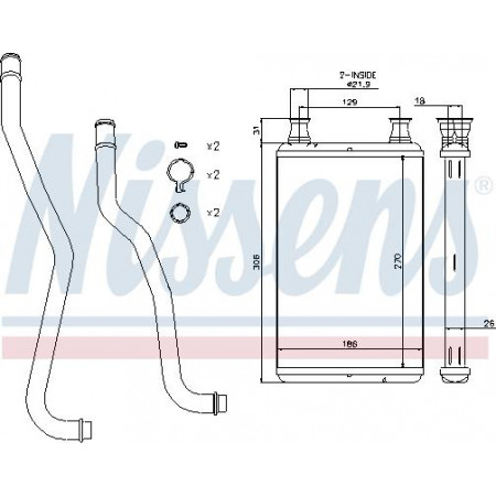Warmtewisselaar. interieurverwarming Verwarming CHRYSLER 300C DODGE CHALLENGER CHARGER 2.7-6.4 09.04- CHRYSLER 300 C (LX, LE), Sedan, 09.2004 - Nissens 70979