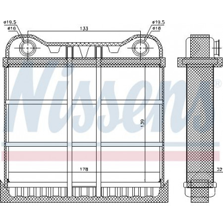 Trocador de calor. aquecimento interior aquecimento independente AUDI A 8 - S 8 02 - 6.0 W12 Benz. M – Aut. A - C - - A - A AUDI A8 (4D2, 4D8), Sedan, 03.1994 - 12.2005 Nissens 70225