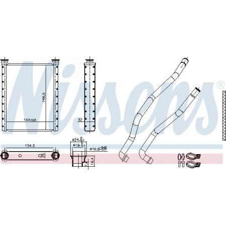 Warmtewisselaar. interieurverwarming Kachel DAIHATSU CHARADE VIII TOYOTA YARIS YARIS-HATCHBACK 1.0-1.8 08.05- TOYOTA YARIS (_P13_), Hatchback Van, 10.2012 - Nissens 707198