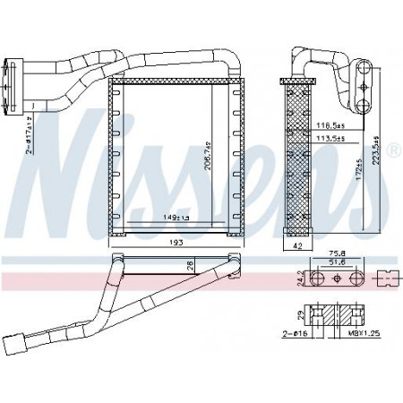 Warmtewisselaar. interieurverwarming Verwarming FORD TOURNEO CUSTOM V362 TRANSIT CUSTOM V362 TRANSIT V363 1.0H-2.2D 04.12- Nissens 707306