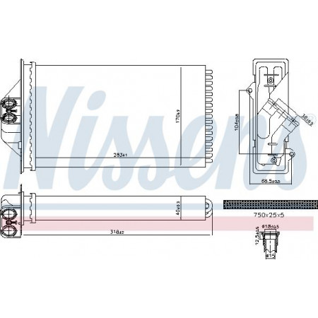 Trocador de calor. Aquecimento interior CHRYSLER VOYAGER IV 2.4-3.3 02.00-12.08 Nissens 707293