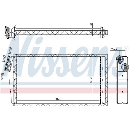 Wärmetauscher. Innenraumheizung Heizung 314x174x32mm DAF LF 45 LF 55 RVI KERAX MIDLUM PREMIUM 2 VOLVO FE II FL II F Nissens 707206