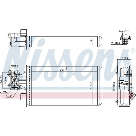 Trocador de calor. aquecimento do habitáculo Aquecedor 294x174x42mm IVECO EUROCARGO I-III F4AE0481A-F4AE3681E 09.00-09.15 Nissens 707207