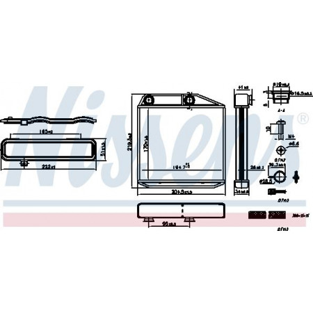 Trocador de calor. aquecimento interior Aquecedor FIAT 500L 0.9-1.6D 09.12- FIAT 500L II (351_, 352_), Hatchback, 09.2012 - Nissens 707213