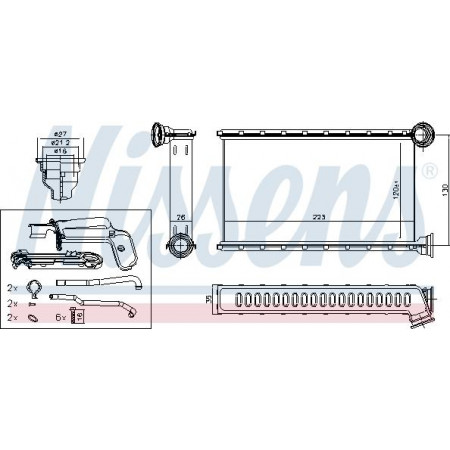 Warmtewisselaar. interieurverwarming Verwarming CITROEN C1 II PEUGEOT 108 TOYOTA AYGO 1.0-1.2 04.14- TOYOTA AYGO II (_B4_), Hatchback, 05.2014 - Nissens 71165