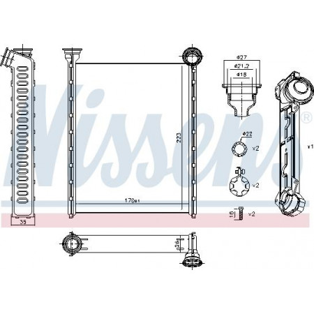 Warmtewisselaar. interieurverwarming Verwarming CITROEN C3 PICASSO PEUGEOT 308 308 I 308 I-KOMBI RCZ 1.2-2.0D 09.07- PEUGEOT RCZ (4J****), Compartiment, 03.2010 - 12.2015 Nissens 71162