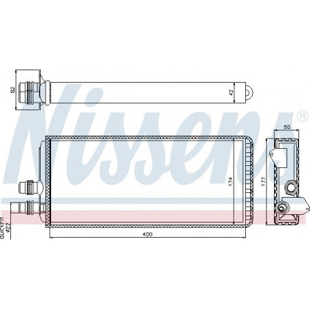 Wärmetauscher. Innenraumheizung Heizung 400x174x42mm ohne Ventil ohne Rohre IVECO STRALIS I STRALIS II TRAKKER I F2 IVECO STRALIS (E2N 6X2 260S Y/FP-GV), 02.2002 - Nissens 71815