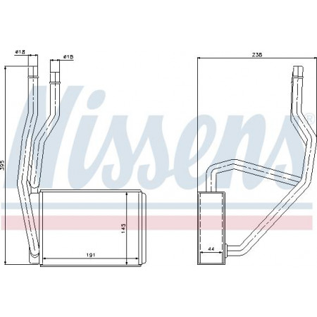 Warmtewisselaar. verwarming van het passagierscompartiment verwarmingssystemen FORD FIESTA 01 - Benz 150 ST. M A - C - - P - A FORD FIESTA V (FIESTA/JC3 / JC), Bestelwagen, 05.2002 - 12.2010 Nissens 71765