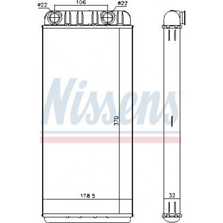 Wärmetauscher. Innenraumheizung Heizung 370x179x32mm RVI T VOLVO FH II FH12 FH16 D12A340-DTI13-122HM 08.93- RENAULT TRUCKS T, 01.2013 - Nissens 73648