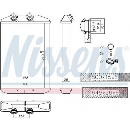 Warmtewisselaar. interieurverwarming Kachel MERCEDES CITAN MPV CITAN MIXTO DUBBELE CABINE CITAN-MINIVAN W415 NISSAN NV250 RENAULT KANGOO Express (FW0/1_), 02.2008 - Nissens 73344