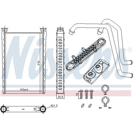 Warmtewisselaar. interieurverwarming Kachel 163x268x26mm MERCEDES ACTROS MP4 - MP5 ANTOS AROCS ATEGO 3 471.943-OM936.91 MERCEDES-BENZ ANTOS (963-0-C), 07.2012 - Nissens 72054