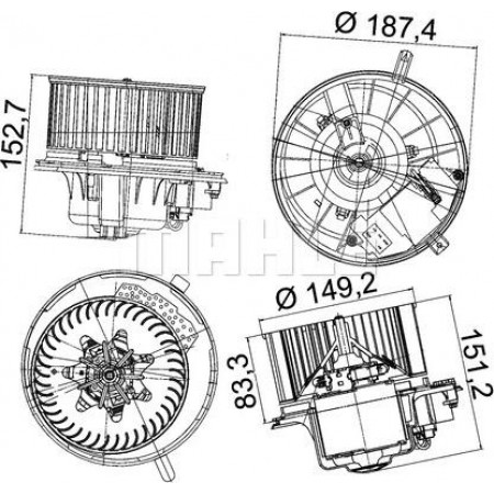 Termoventilatore abitacolo VW TOURAN (1T1, 1T2), Van, 02.2003 - 05.2010 MAHLE AB 149 000P