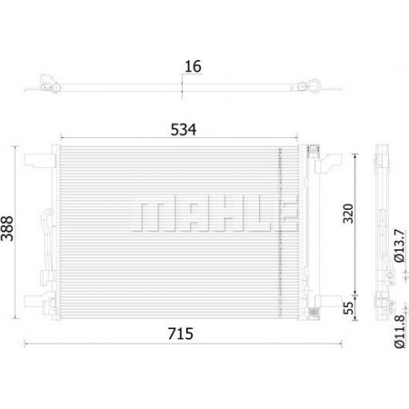 Condensor. airconditioning airco condensor met droger VW GOLF VII GOLF VIII TIGUAN 1.4-2.0D 08.12- VW GOLF VII (5G1, BQ1, BE1, BE2), Hatchback, 08.2012 - MAHLE AC 915 000S