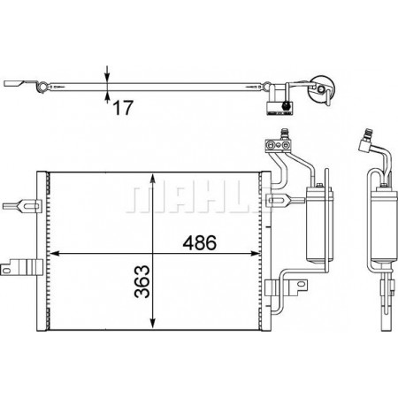 Condensador, ar condicionado OPEL MERIVA A (X03), Van, 05.2003 - 05.2010 MAHLE AC 404 000S