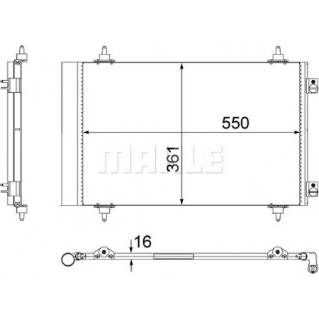 Condensatore, climatizzatore FIAT SCUDO (270_, 272_), Telaio di supporto, 01.2007 - MAHLE AC 487 000S