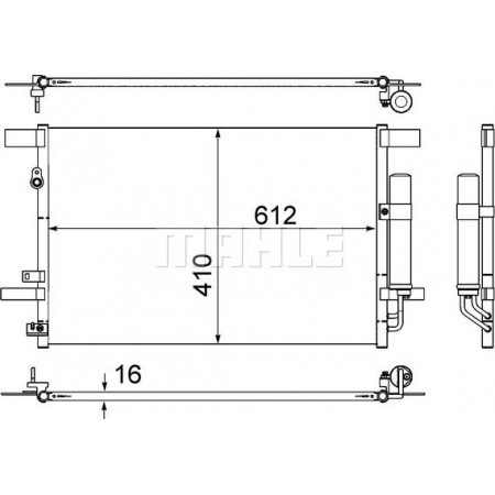 Kondensator. Klimaanlage Klimakondensator mit Trockner CITROEN C-CROSSER C-CROSSER ENTERPRISE C4 AIRCROSS MITSUBISHI ASX LANCER MITSUBISHI DELICA D5 (CV_W), Dubita, 06.2007 - MAHLE AC 557 000S