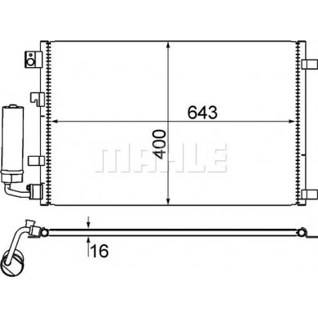 Kondensator, Klimaanlage NISSAN QASHQAI / QASHQAI +2 I (J10, NJ10, JJ10E), Crossover, 12.2006 - 04.2014 MAHLE AC 604 001S