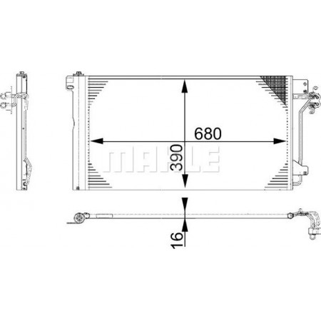 Condensor. airconditioning airco condensor met droger VW CALIFORNIA T5 CAMPER MULTIVAN T5 TRANSPORTER T5 1.9D-3.2 04.03-08.15 VW TRANSPORTER V (7HA, 7HH, 7EA, 7EH), Van, 04.2003 - MAHLE AC 672 000S