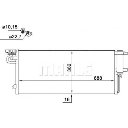 Kondensator. Klimaanlage, A-C-Kondensator mit Trockner passt. FORD C-MAX II FOCUS III FOCUS III-KOMBI GRAND C-MAX KUGA II KUGA III TOU FORD TOURNEO CONNECT / GRAND TOURNEO CONNECT V408 (PJ2), Dubita, 09.2013 – MAHLE AC 103 000S