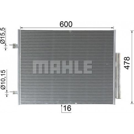 Condensador. ar condicionado condensador AC com secador ALFA ROMEO GIULIA STELVIO 2.0-2.2D 12.16- MAHLE AC 1131 000P