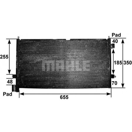Condensor. airconditioning Condensor A-C 625x334x20 VOLVO FM FM II FM10 FM12 FM7 FM9 FMX 08.98- VOLVO FM10 (FM10 6X2), 09.1998 - 12.2003 MAHLE AC 307 000S