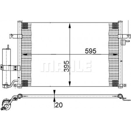 Kondensator. Klimaanlage Klimakondensator mit Trockner CHEVROLET LACETTI NUBIRA DAEWOO LACETTI NUBIRA 1.4-2.0D 05.03- CHEVROLET OPTRA II (1J_), Limousine, 04.2003 - MAHLE AC 384 000S