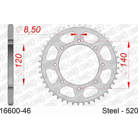 AFAM 16600-46 - Chain Sprocket pentru KAWASAKI KLE (1991–2007)