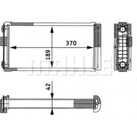 Wärmetauscher. Innenraumheizung Heizgerät 370x189x42mm MERCEDES O 402 O 405 O 407 O 408 OM366.917-OM447.996 12.84- MERCEDES-BENZ O 405, Bus, 01.1984 - MAHLE AH 134 000P