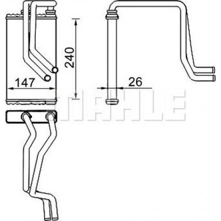 Échangeur de chaleur, chauffage intérieur MITSUBISHI OUTLANDER II (CW_W), Crossover, 11.2006 - 12.2012 MAHLE AH 271 000S
