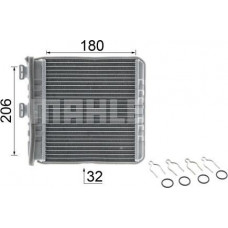 Permutador de calor, aquecimento do habitáculo OPEL ZAFIRA / ZAFIRA FAMILY B (A05), Furgão, 07.2005 - 05.2019 MAHLE AH 76 000P