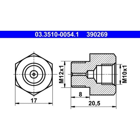 ATE 03.3510-0054.1 - Adapter, brake lines