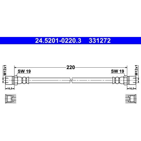 ATE 24.5201-0220.3 - Brake Hose